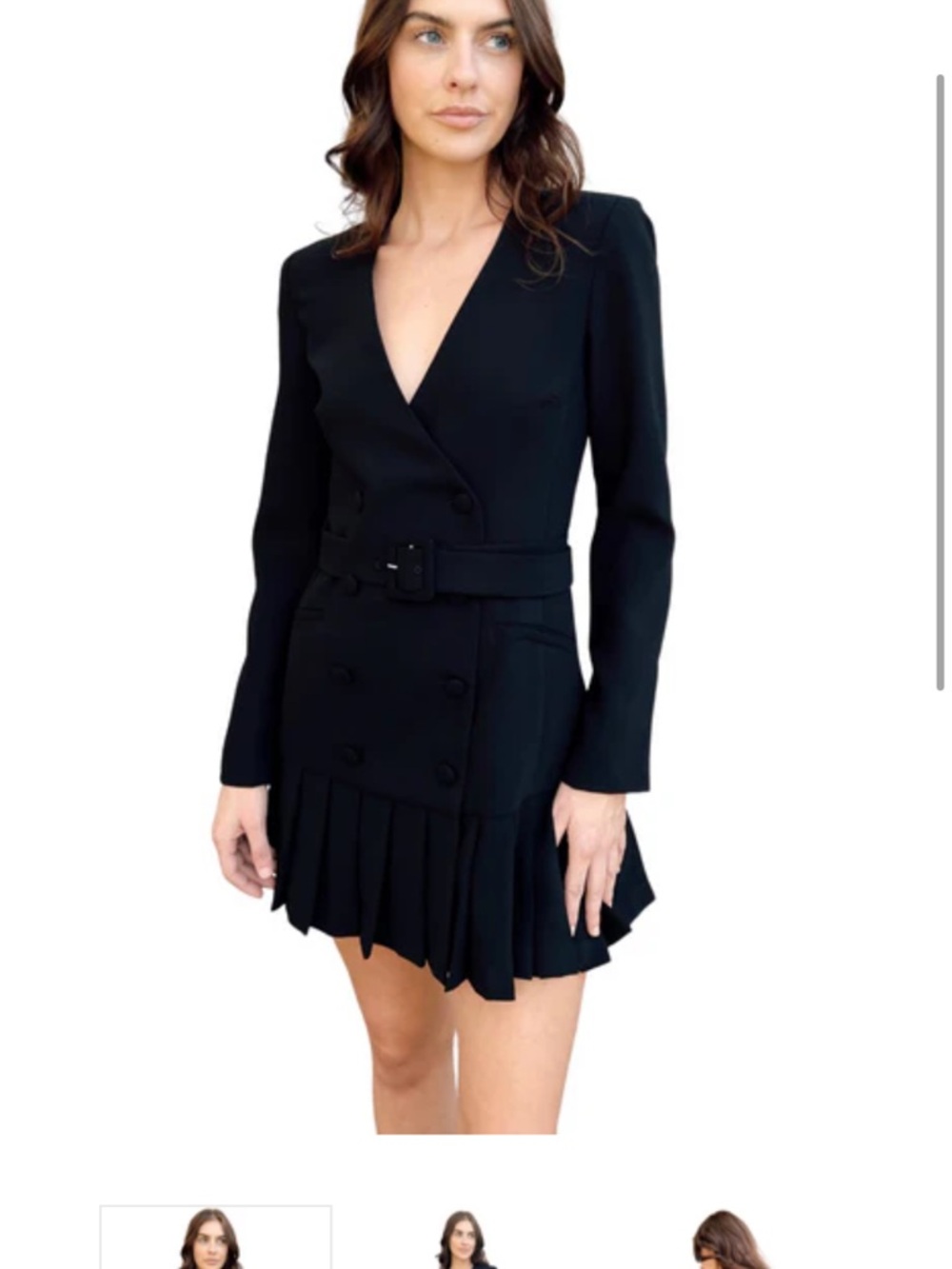 Amanda Uprichard Black Long-Sleeve Pleated Blazer Dress